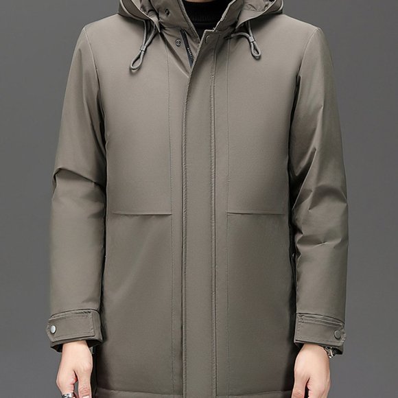 Light Luxury - Classic Hooded Mid-length Down Jacket - Picture 4 of 13